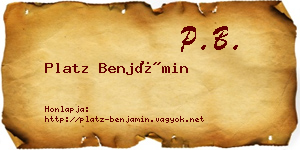 Platz Benjámin névjegykártya